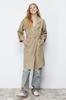 Women's Fashion Light Khaki Oversize Belted Water Repellent Long Trench Coat