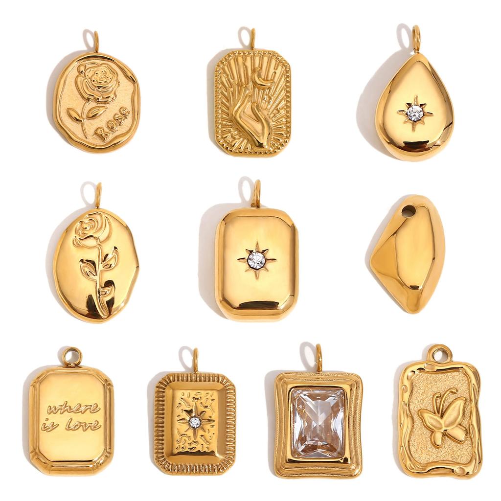 DIY Jewelry Making Necklace Pendant Practical Stainless Steel Gold Tone Pendant Charms For Handmade Accessories