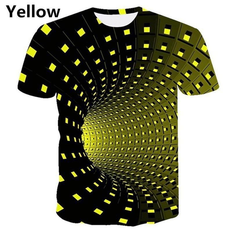 Abstract Art Color Vortex Grid 3D Men's Printed Short Sleeved T-shirt