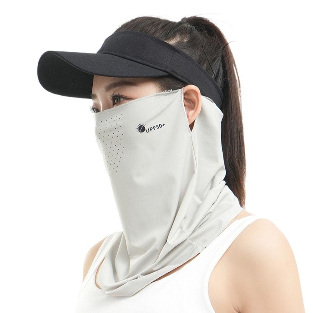 Letter Sunscreen Face Veil Breathable Neckline Face Cover Thin Summer Ice Silk Face Mask Hiking