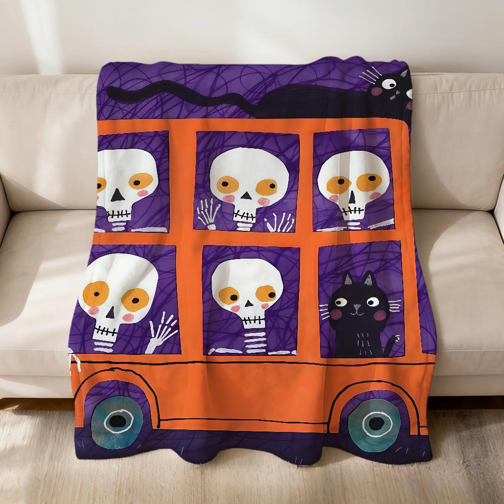 Kitten Pumpkin Art Cat Skull Blanket Flannel soft warm plush blanket sofa living room pet hogar bedroom gift home Car portable