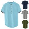 Designer Spring Summer Men's Casual Cotton Linen Solid Color Short Sleeve Shirts Loose O-neck Shirts