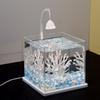 Mini Ultra-White Glass Fish Tank with Rose Light - Transparent Betta Tropical Fish Eco-Tank