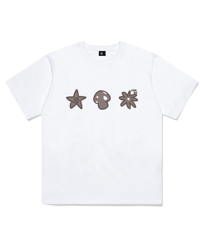 PAGESIISII Three Icon Friends Printed Short Sleeve T-Shirt White