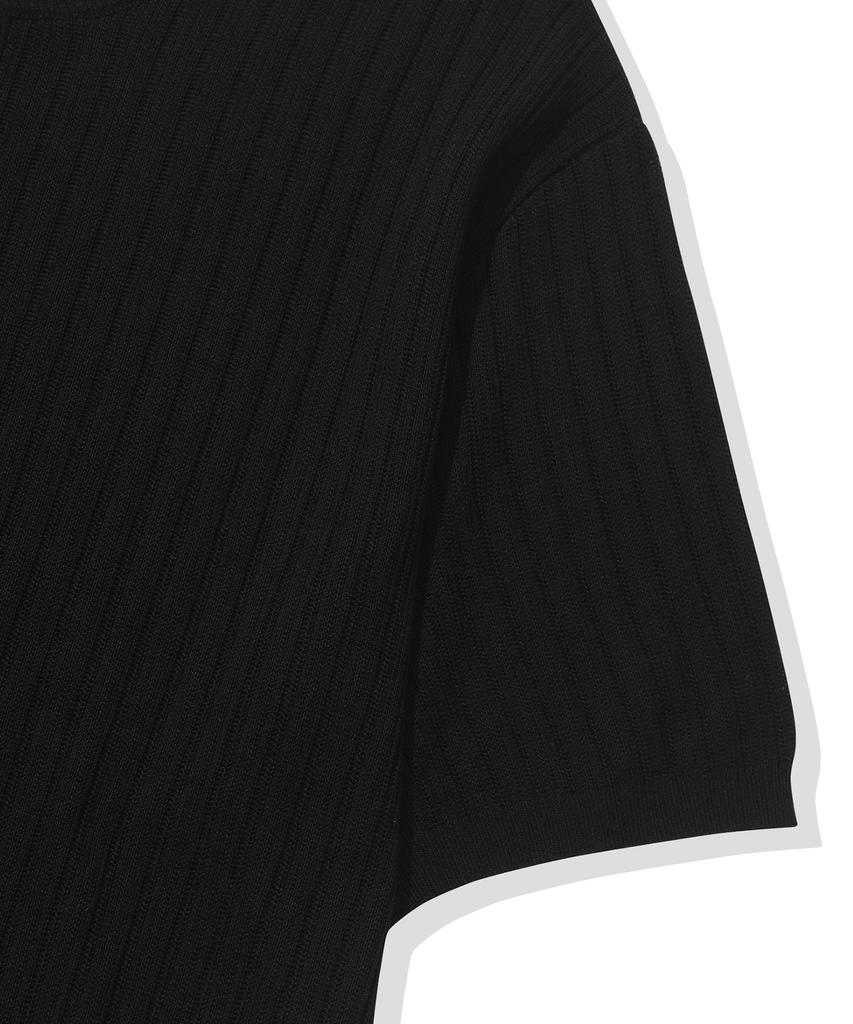 KIIMUIR [Crop] Washable Cool-Touch Henley Neck Half Knit_Black