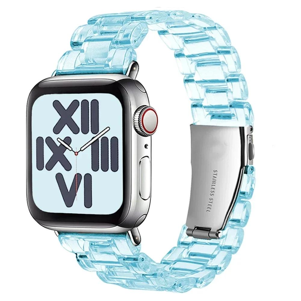 Прозрачный ремешок для Apple Watch 41-45 мм-42-46 мм-40 мм-44 мм 38 мм браслет-звенья iWatch серии 8 7 6 5 4 SE 9 10 Ultra 2 49 мм