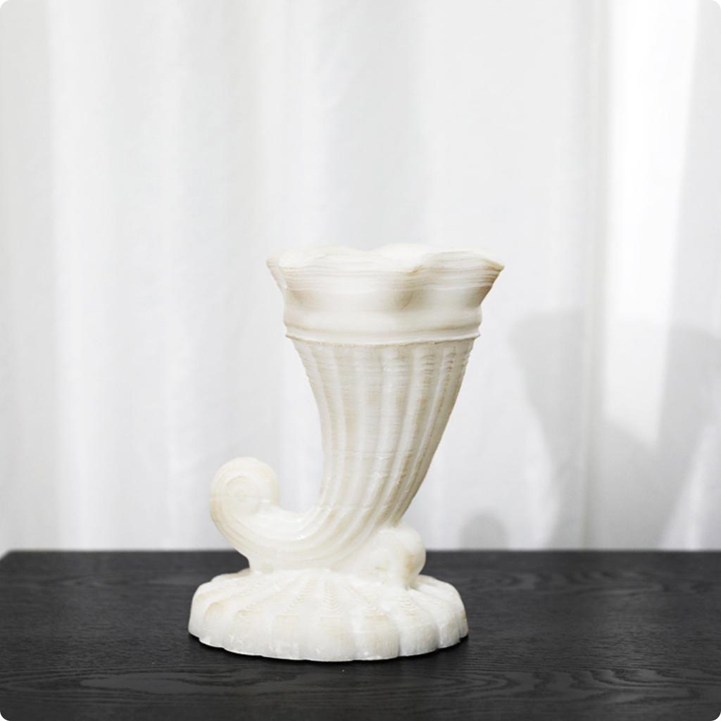 Flower Vase Faux-Jade Resin Vase with Pedestal Vessel White Decorative for Entryway, Mantel