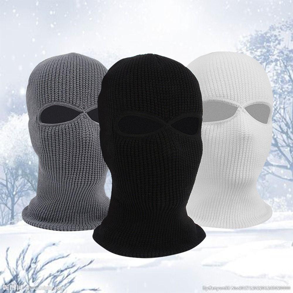 Hat Skullies Ear Protection 2 Holes Women Winter Cap Full Face Cover Men Beanies Hat Knitted Hats