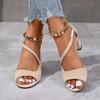 Ladies Shoes 2024 Hot Sale Plus Size Women's Sandals Fashion Metal Decoration Office and Career New Peep Toe Heeled Sandazapatos