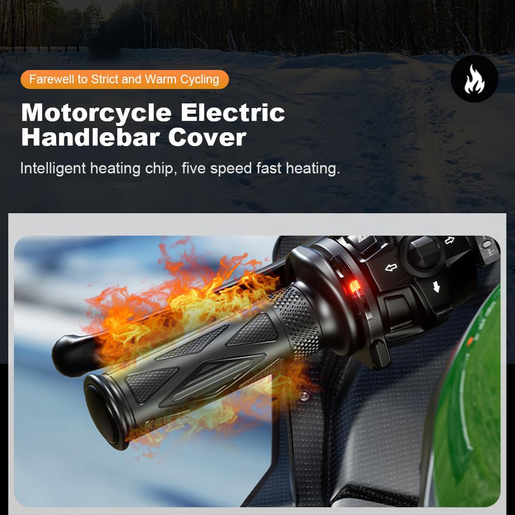 Электрический подогрев руля DC 12V для скутера, грелка для рук, 5-ступенчатая электрическая ручка с подогревом, интеллектуальный контроль температуры для зимы