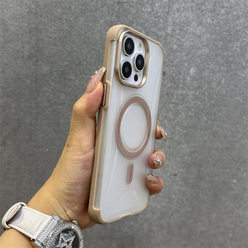 Матовый магнитный чехол для телефона с беспроводной зарядкой для iPhone 16 Plus 15 Pro Max с металлической защитой линз PU+TPU противоударный чехол