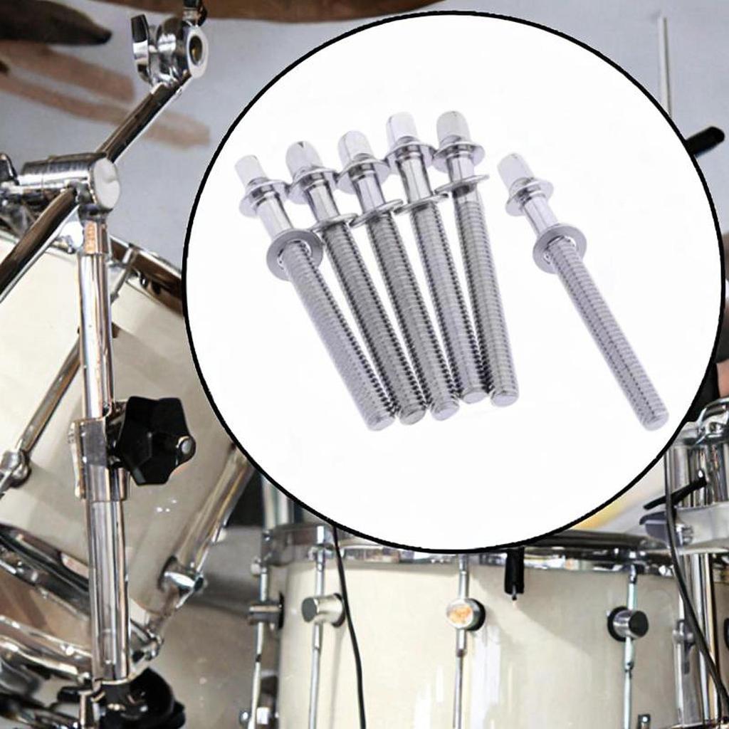 6 Pieces Drum Tension Rods Lug Bolts Screws for Percussion