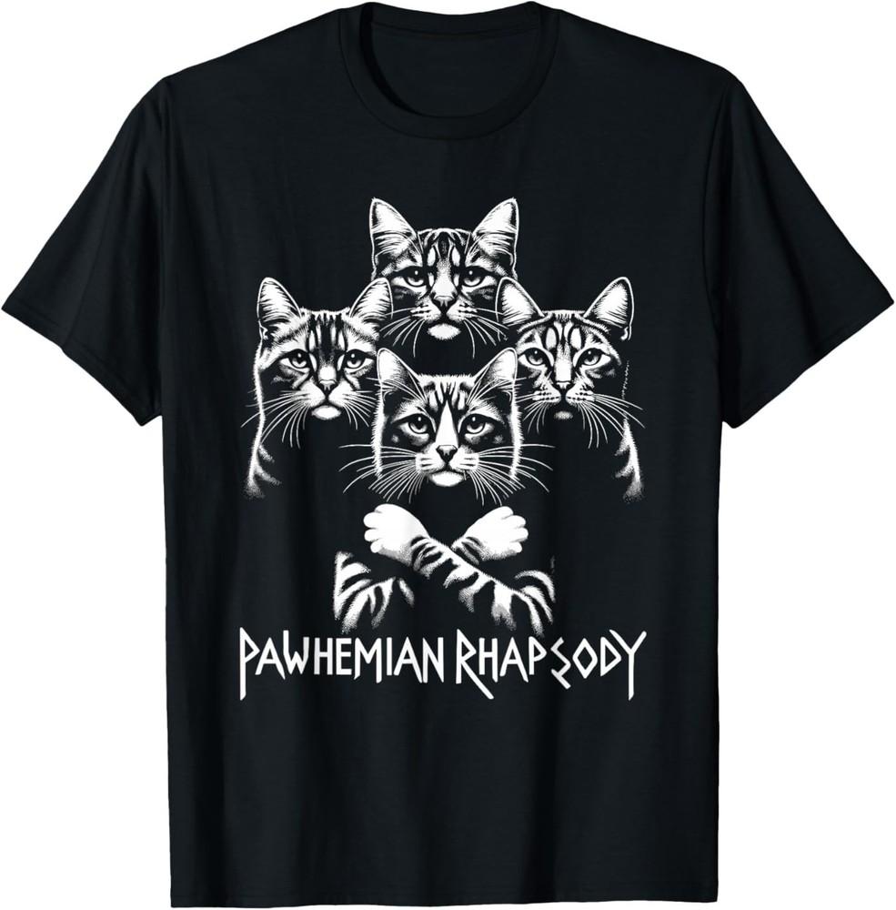 Retro Cat Rock Music Concert Band Men Women Funny Cat Unisex T‑Shirt