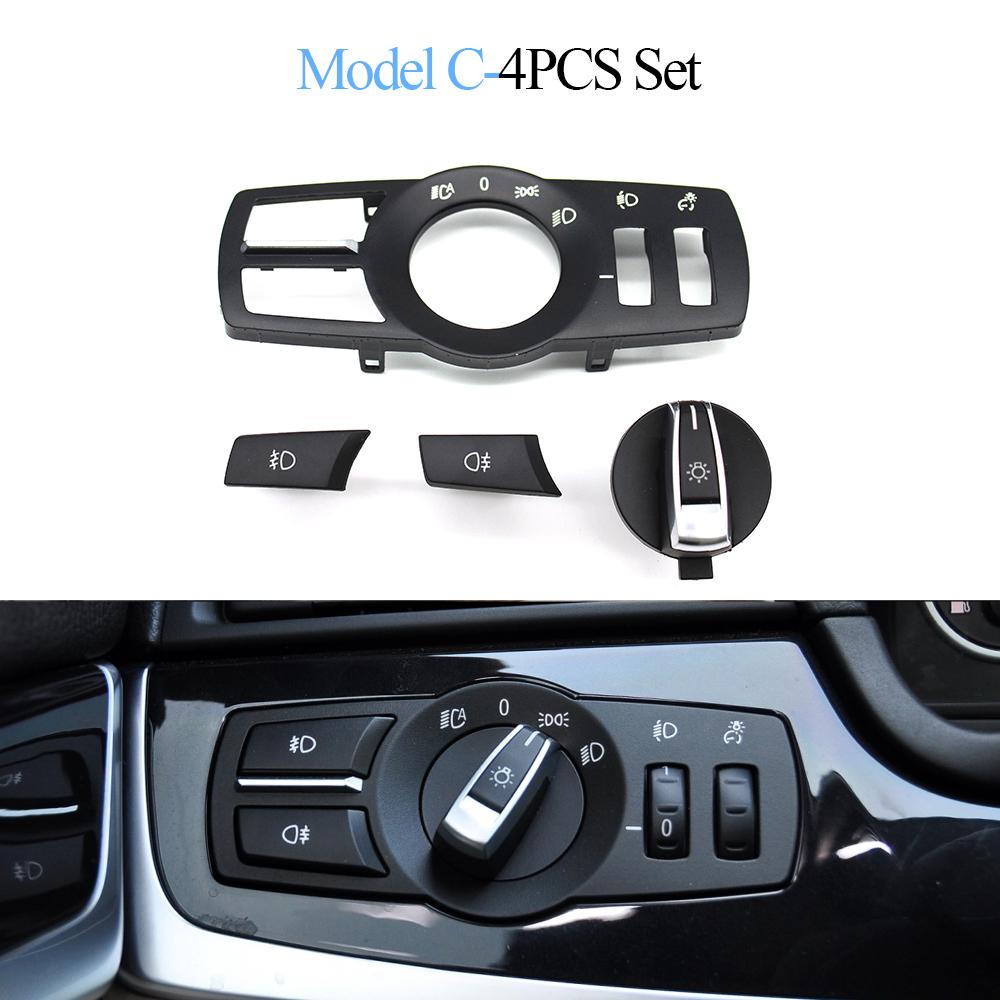 Car Interior Headlight Switch Rotation Button Headlamp Control Panel Cover For BMW 5 6 7 Series X3 X4 F10 F11 F07 F06 F01 F25