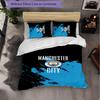 Manchester City 3 Piece Bedding Set Soft Duvet Cover Set with Pillowcases Printed Bedroom Decor Set for Home