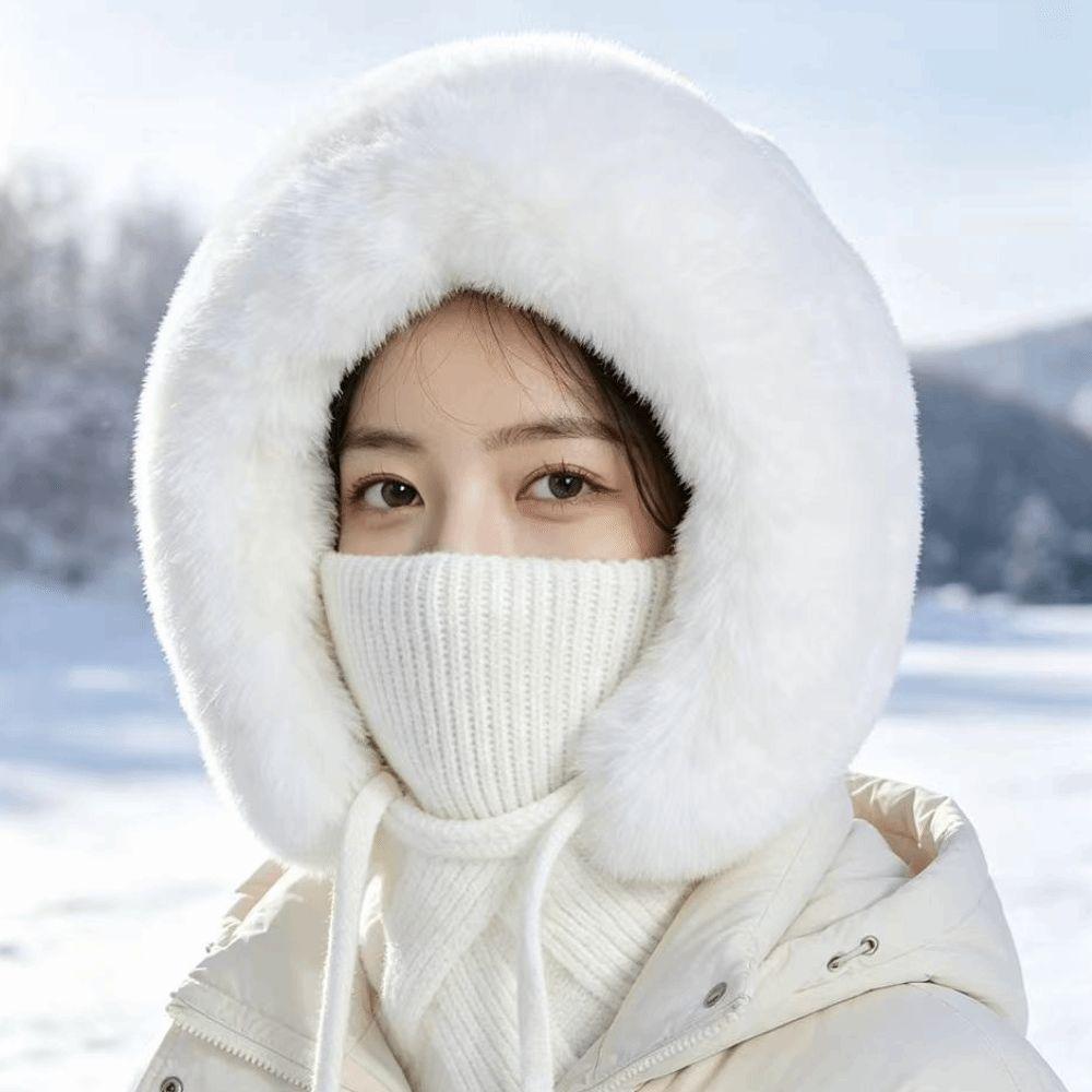 Ear Coverage Knitted Balaclava Diamond Pattern Women's Knitted Ear Protectors Scarf Women