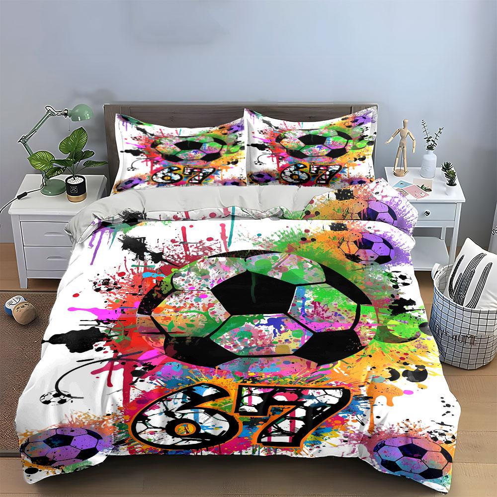 Soccer balls and splashes. Bedding sets Duvet cover sets Duvet covers Pillowcases(1 * Duvet Cover 2 * Pillowcases, without duvet insert)