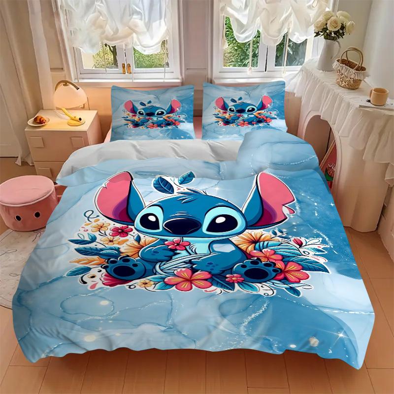 Stitch'S Floral Fantasy Print 3Pcs Bedding Setduvet Cover With 2 Bedropillowcase Home Birthday Gift