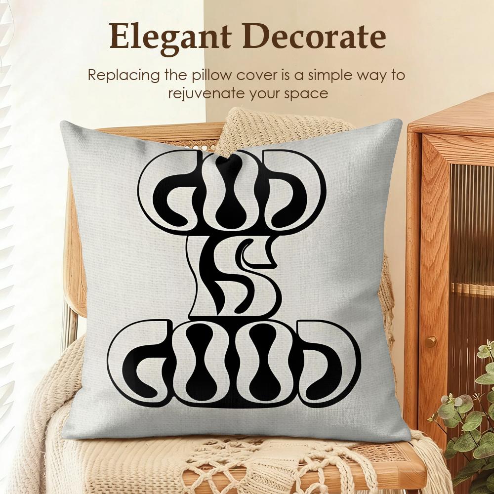 Fashion God Is Good Cushion Cover Natural Linen Organic Fabric DoubleSided Printing Sofa Home Decor Gift Pillow Case