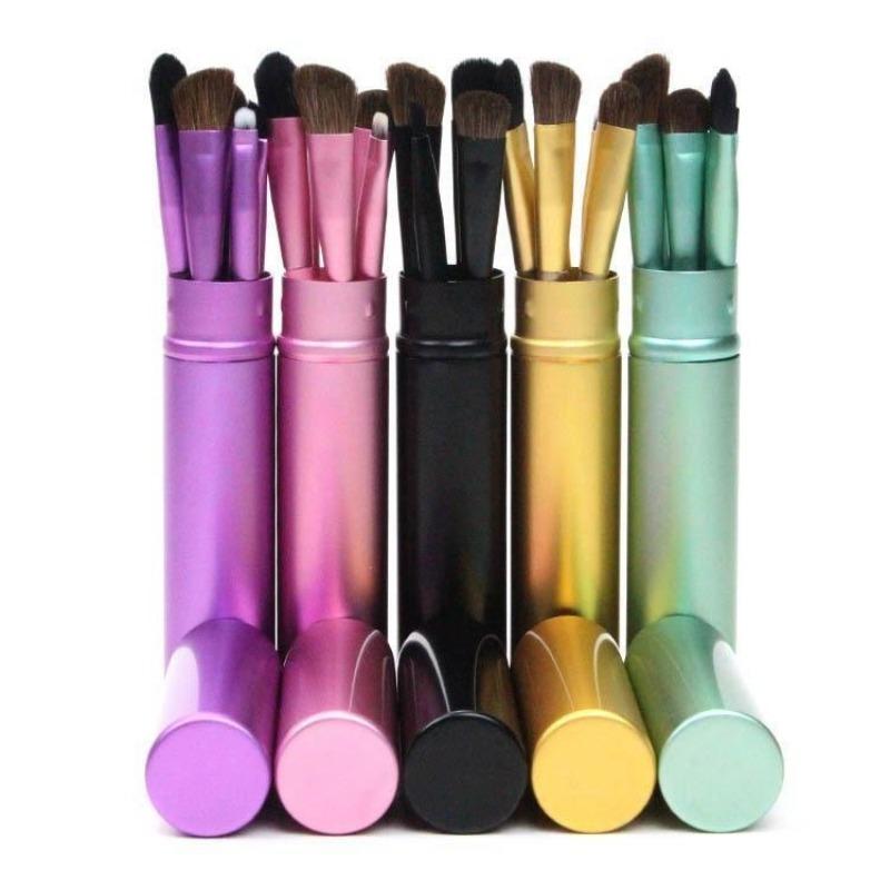 5PCS/ Set Cylinder Wooden Handle Eye Shadow Makeup Brush Small Set Brush 5 Eye Brush Makeup Pen Beauty Makeup Tools