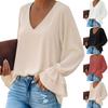 Women's Basic Shirts V Neck Long Flared Sleeves Blouses