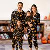 Halloween Printed Family Matching Hooded Long Sleeved Zippered Hooded  Jumpsuit Set