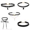 5 Pieces Choker Necklace Set Stretch Velvet Classic Gothic Lace Choker