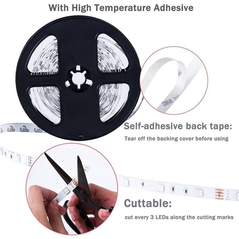 Гибкая светодиодная лента IP20/IP65 RGB, 60 светодиодов/м, SMD 3528 светодиодов, светодиодная лента постоянного тока, светодиодная лента с пультом дистанционного управления