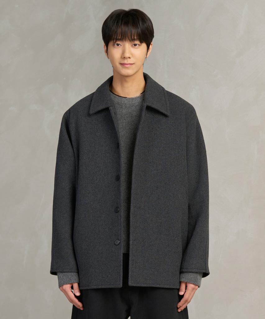 Шерстяное полупальто Hyoji Fw в елочку