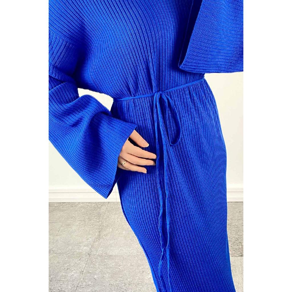 10numberamoda Женское длинное вязаное платье с рукавами «летучая мышь» бордово-красное