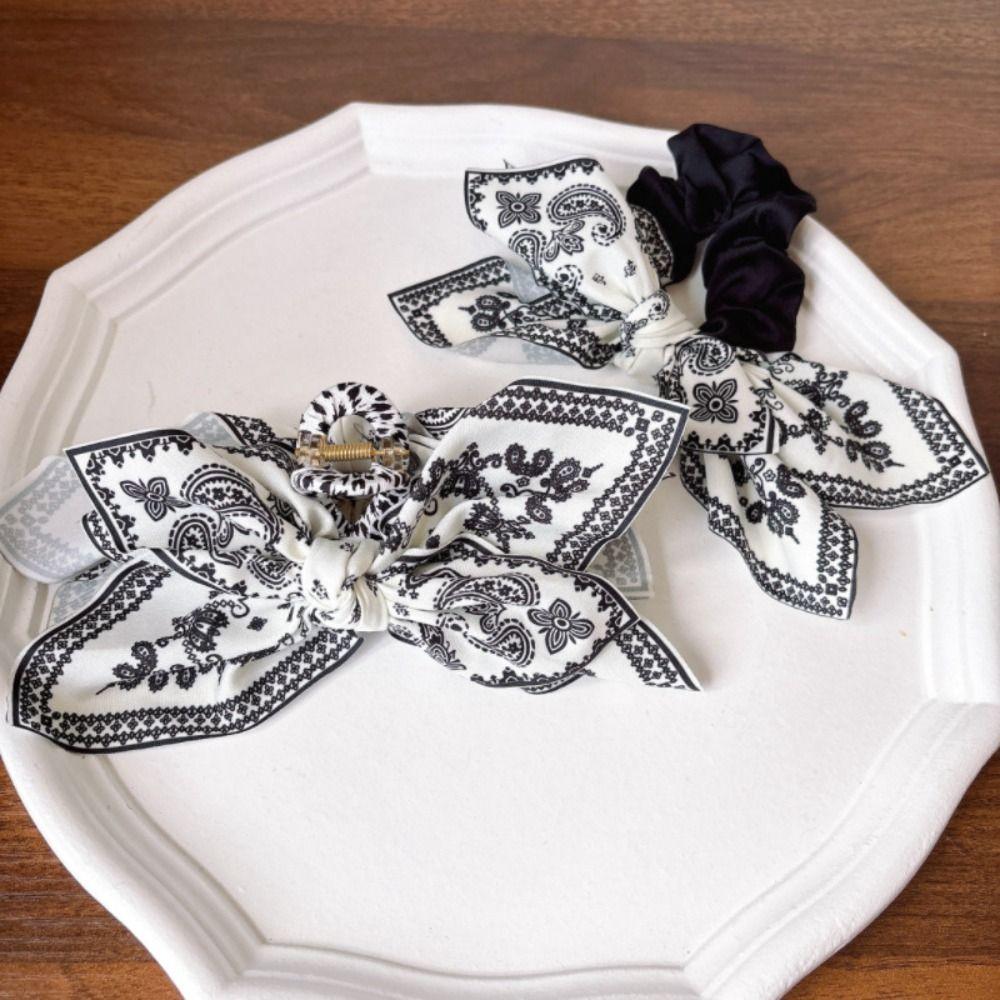 Bowknot Cashew Flower Hair Clip French Style Bow Hair Rope Cute Bow Hair Claw Daily