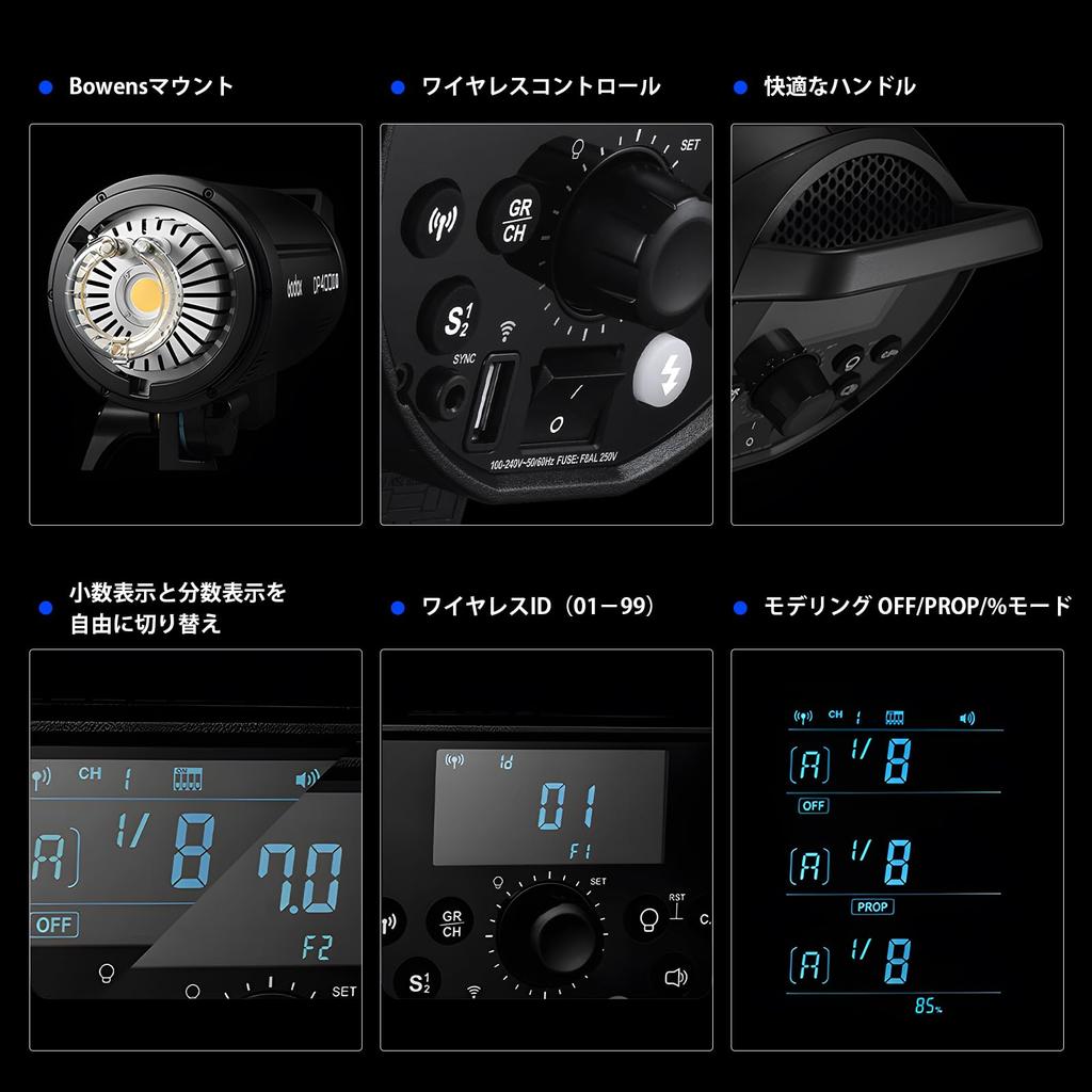 GODOX DP400IIIV Комплект 2 шт. 400 Дж 4-е поколение Студийная вспышка Крепление Bowens Беспроводное приложение GODOX Перезарядка Моделирующая лампа 30 Вт Рефлектор x2 Стойка для света x2