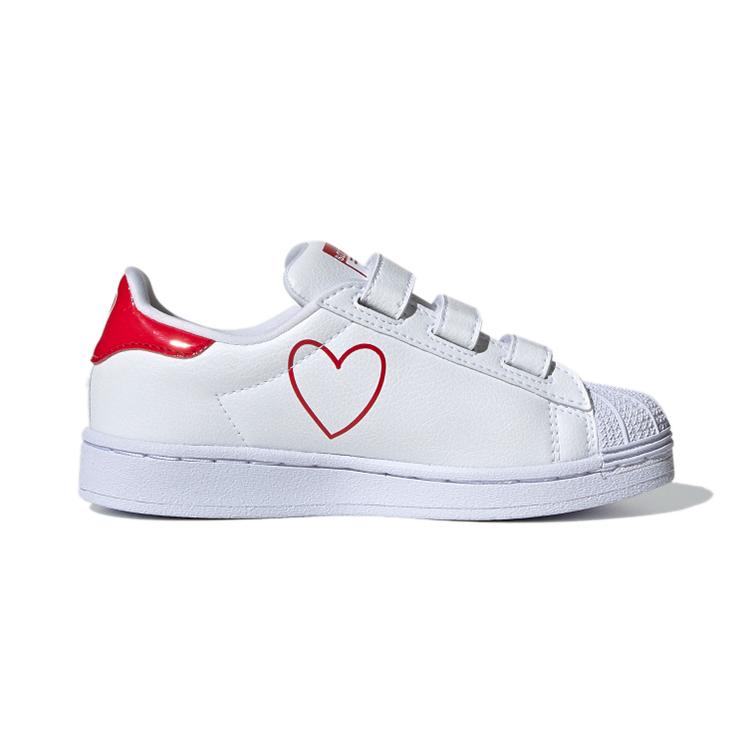 Adidas Originals SUPERSTAR Cf C Lace Up Breathable Low top Kids' Skateboarding Shoes White Red FX7170