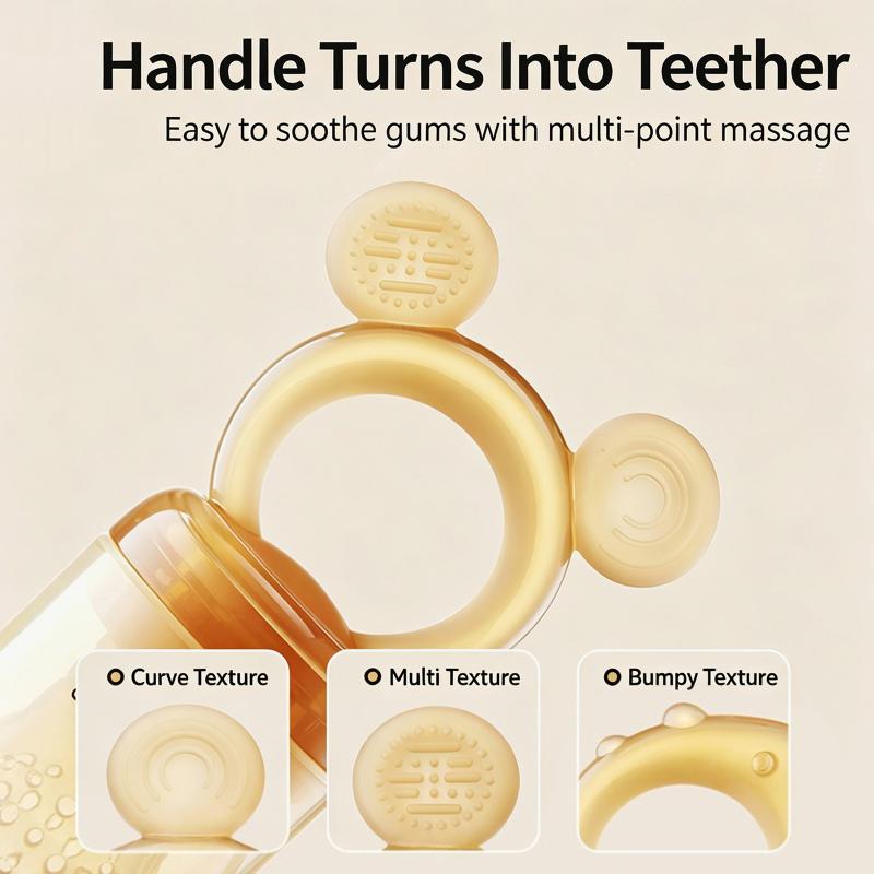 Soft BPA Free Silicone Baby Fruit Feeder Pacifier Teething Toy Anti-Slip Handle Infant Food Nibbler Soother for Babies