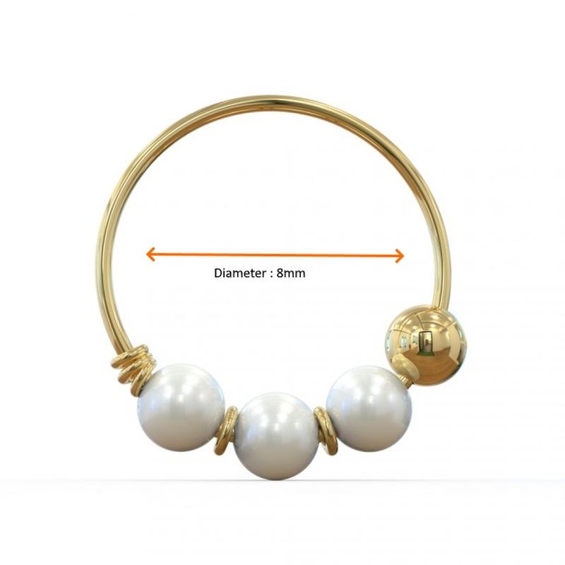 KODY PIERCING Ювелирные изделия для пирсинга из желтого золота 9 карат, кольцо в носу с натуральным жемчугом 9 карат - качественный пирсинг