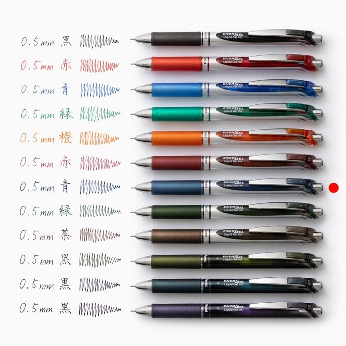 Шариковая ручка Pentel EnerGel 0,5 мм Серебристый корпус BLN75Z-CA Сине-черный 10 шт.