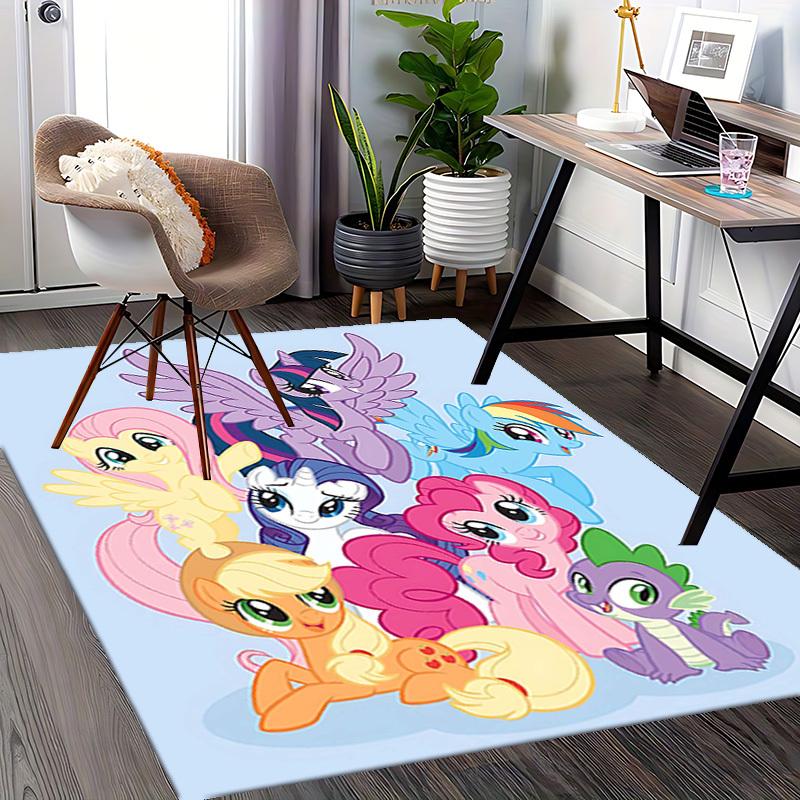 1 шт. Коврик для офисного кресла My Little Pony Rainbow Dash - Дизайн в стиле аниме-мультфильма, Нескользящий ковер для домашнего декора, Подходит для всех сезонов, Идеальный подарок для Fa