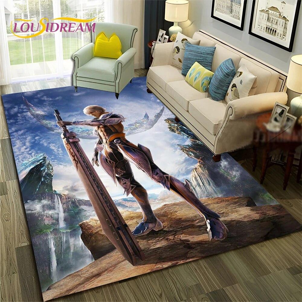 FF14 Gamer HD Final Fantasy Game 3D ковер для дома, гостиной, спальни, дивана, коврик для двери, декор, детский коврик, нескользящий напольный коврик