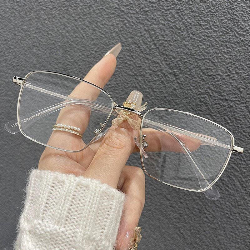 Золотая оправа, ножки под дерево, золотые шелковые очки для мужчин и женщин, можно оснастить диоптриями для близорукости, квадратная оправа, плоское зеркало, оправа для очков с защитой от синего света