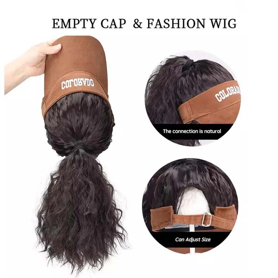 Шляпа парик с синтетическими волосами, летняя шляпа от солнца, бейсболка, короткие волнистые вьющиеся волосы для женщин, мода