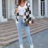 GMXIA Women's Fashion Casual Plaid Print Autumn Winter Long Sleeve Cardigans Sweater Coat