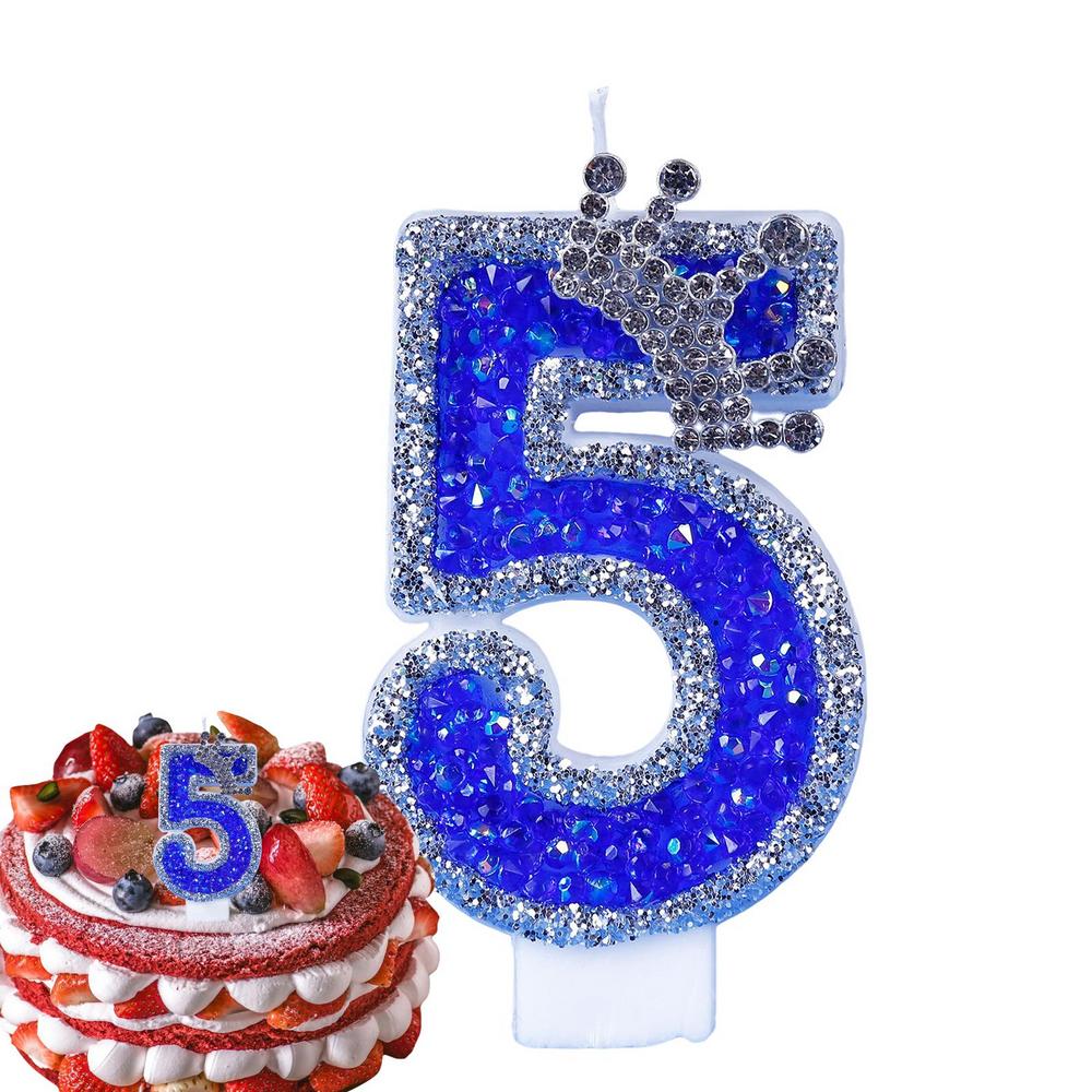 Синие свечи на день рождения, блестящие синие свечи для торта, 3D-фигурные украшения для торта, украшения для свадеб, тематических вечеринок