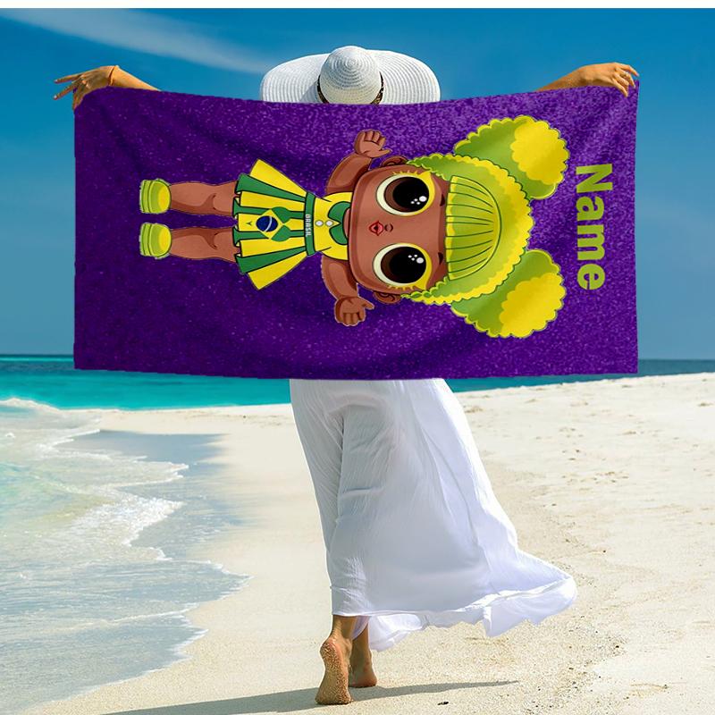 Custom Name Ultra-Soft Beach Towel with LOL Surprise Theme,Ideal for Pool - Camping, Diving - Perfect Travel Essential, Vibrant Beach Towel.