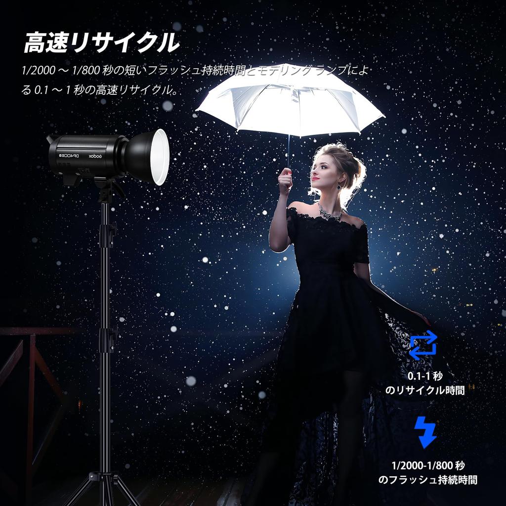 GODOX DP400IIIV Комплект 2 шт. 400 Дж 4-е поколение Студийная вспышка Крепление Bowens Беспроводное приложение GODOX Перезарядка Моделирующая лампа 30 Вт Рефлектор x2 Стойка для света x2