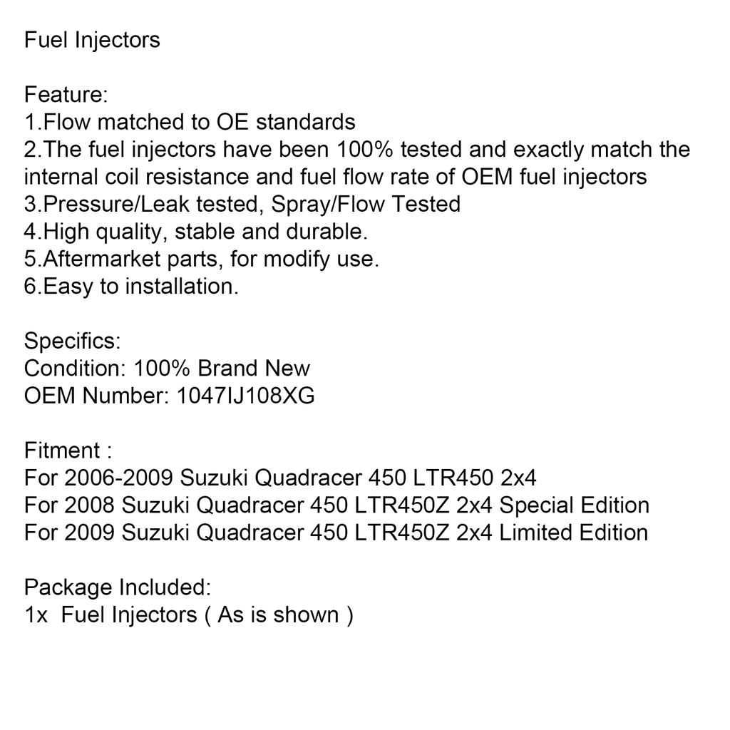 Fuel Injector FIT Suzuki Quadracer 450 LTR450 2006-2009 LT-R450 1047IJ108XG