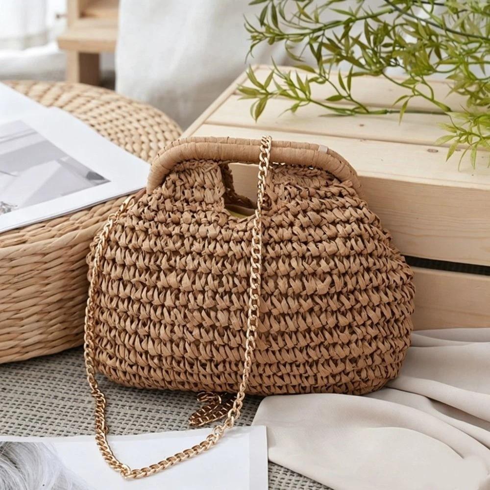 Boho Crossbody Bag Leisure Woven Clutch Bags Fashion Straw Weaving Shoulder Bag for Ladies/Girls
