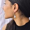 Natural Moonstone earrings Rainbow moonstone marquise hoop  Sterling silver handmade earrings Healing crystals dangle earrings for her