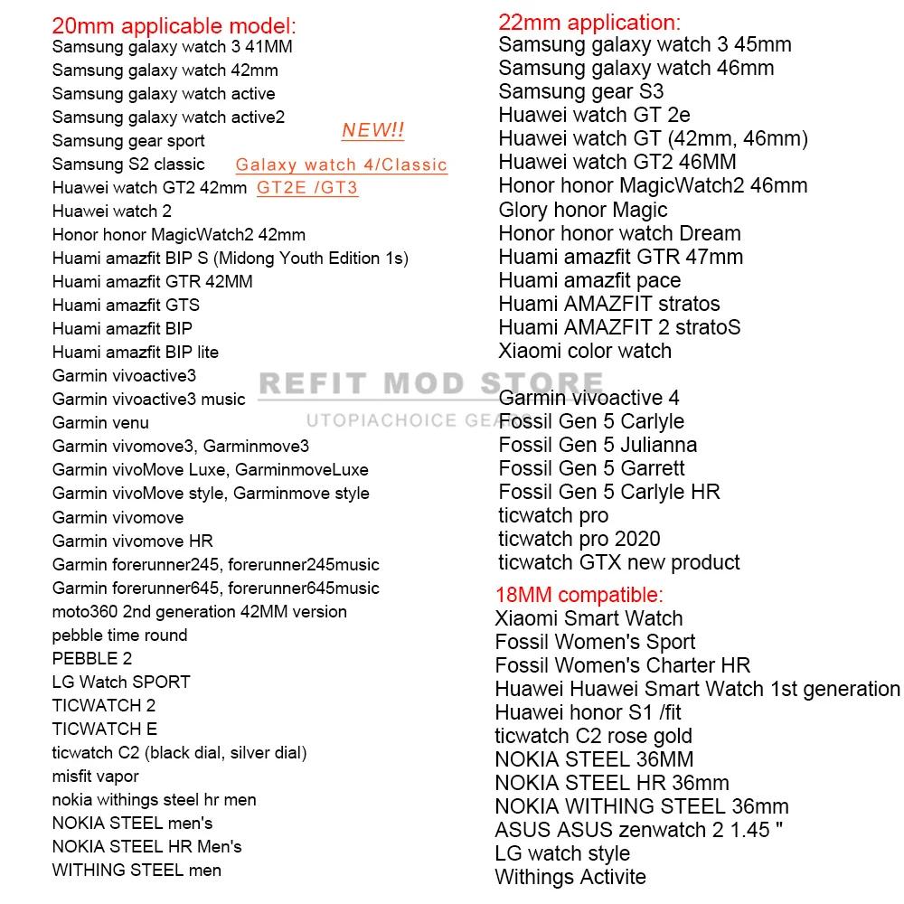 18мм 20мм 22мм 24мм Натуральная кожа для Samsung Galaxy Watch 3 46мм 42мм 4 5 Pro Active 2 40 44 для Huawei Watch GT2 3 PRO