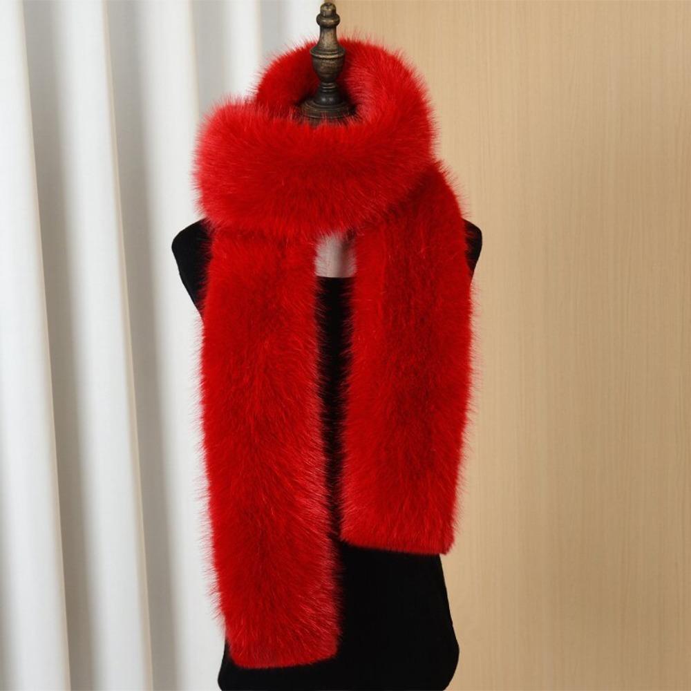 Fashionable 180cm Fake Fur Long Scarf Soft Fur Decor Winter Fluffy Scarf Thick Ladies Neck Warmer Scarves Outdoor