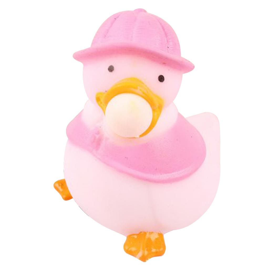 Stress Ball Duck Squeezy Bubbles Reduce Anxiety Soft Stretchy Ball for Children and Adults Pink